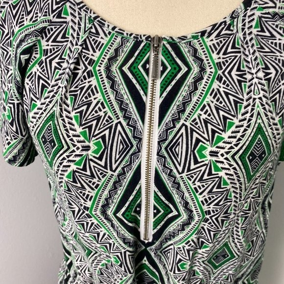 David Lawrence Size 8 Women's Shift Dress Geometric Pockets Waist Tie - Picture 5 of 10